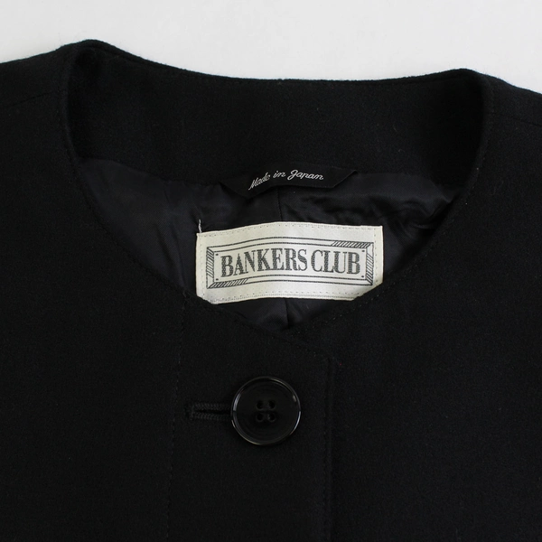 Vintage Bankers Club Black Button-Front Wool Jacket Women's Size 8