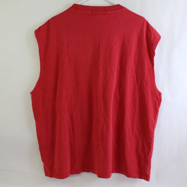 Eddie Baur Ebtek Sleeveless T Shirt Red 100% Cotton Men's Size XL Flawed