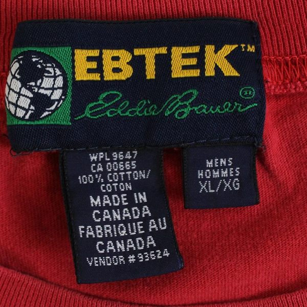 Eddie Baur Ebtek Sleeveless T Shirt Red 100% Cotton Men's Size XL Flawed