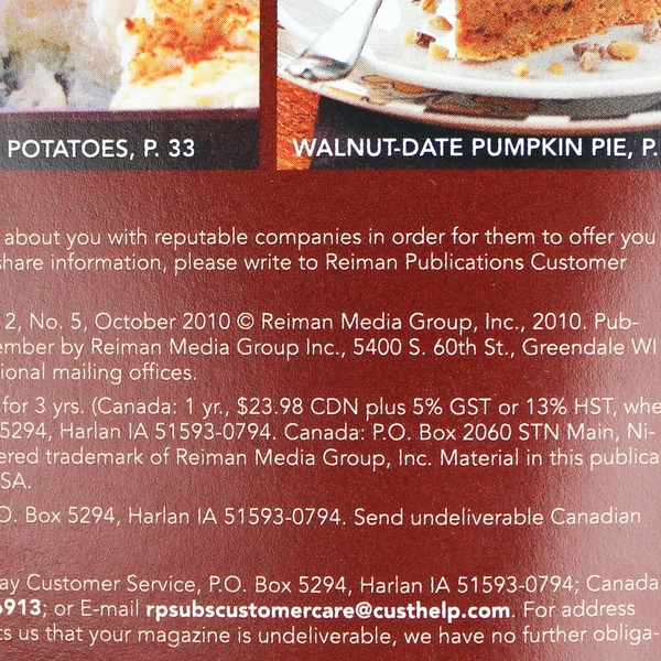 Taste Of Home Holiday Magazine Thanksgiving October 2010 Booklet