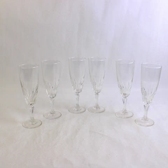 Set of 6 Cristal d'Arques Flamingo Blown Glass Champagne Flutes 7.25 Inch