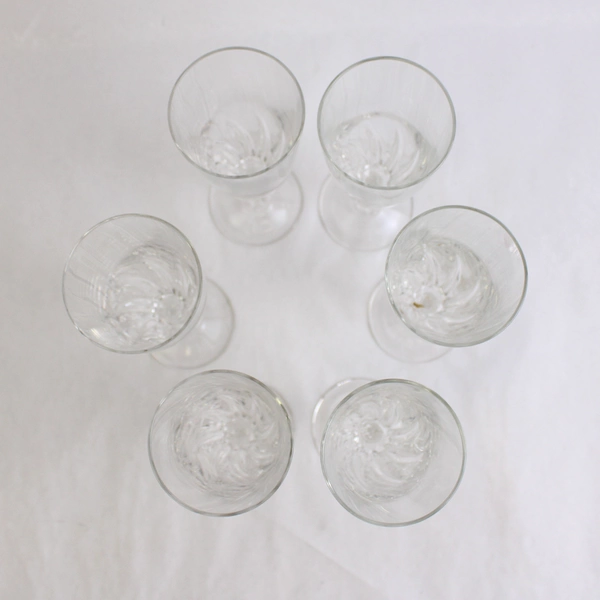 Set of 6 Cristal d'Arques Flamingo Blown Glass Champagne Flutes 7.25 Inch