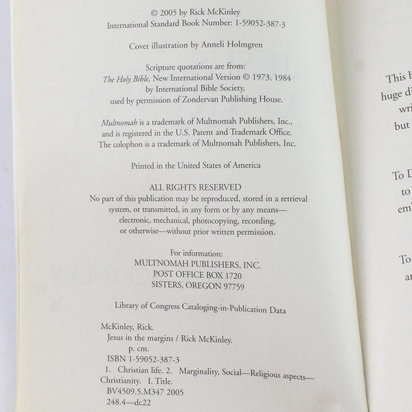 Jesus in the Margins by Rick McKinley 2005 Multnomah Paperback - Good