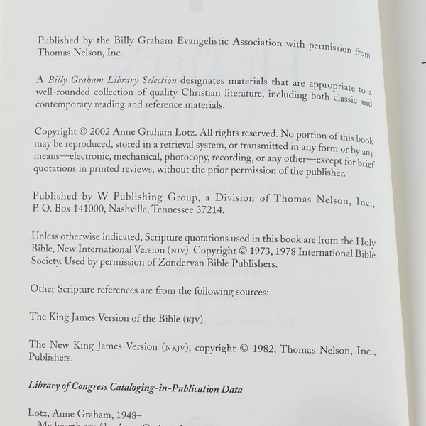 My Heart's Cry by Anne Graham Lotz 2002 Paperback - Good Condition