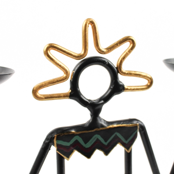 Unbranded Metal Wire Figure Double Candle Holder African Folk Art 8" Tall