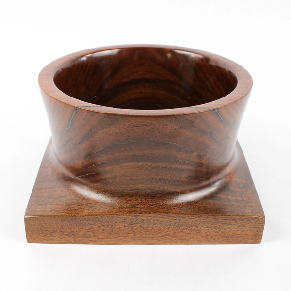 Handmade Wood Wide Based Decorative Bowl Walnut 4.5" Tall Made By Dave 2021