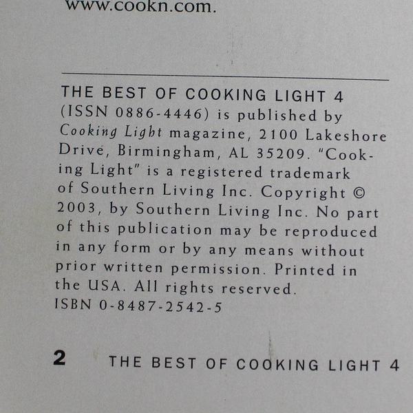 The Best of Cooking Light 4 Special Edition Magazine 2003 - Pre-Owned
