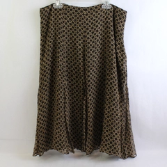 Anne Klein Silk Knee Length Flare Skirt Brown Women's 10 Petite