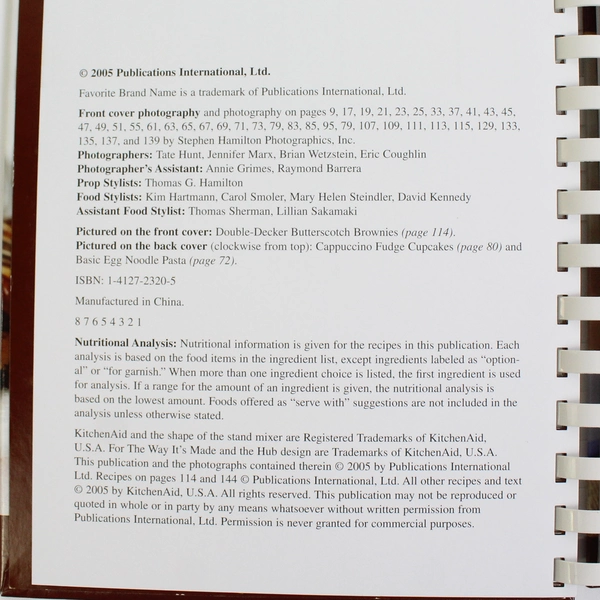 Kitchen Aid Great Baking and More 2005 Hardcover Spiral Bound