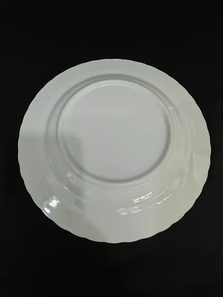 Lot of 2 Homer Laughlin Arcadia 10.25" Dinner Plates Ribbed Platinum Edge