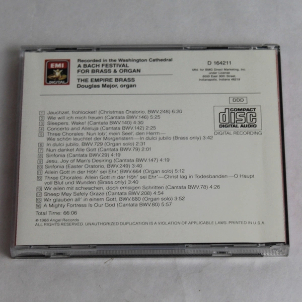 A Bach Festival for Brass & Organ CD 1986 Angel Records - Pre-Owned
