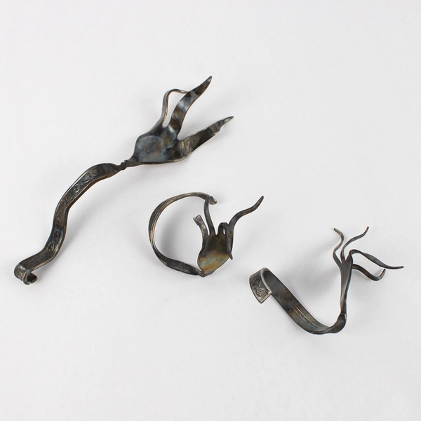 Lot Of 3 Decorative Twisted Forks 1 Large & 2 Small Metal Art