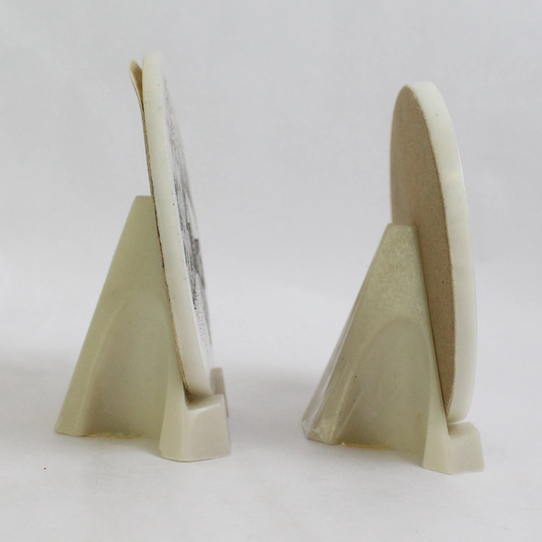 Lot Of 2 Vtg Artwork Etched Crystalline Cultured Marble Plaque & Stand Wo-Di