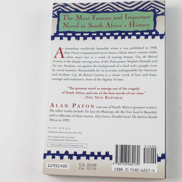 Cry The Beloved Country by Alan Paton 2003 Scribner Paperback - Good Condition
