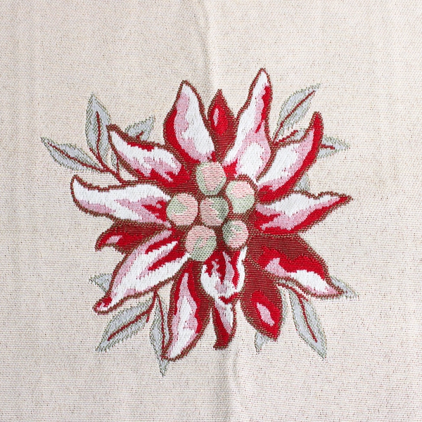 Small Square Cream and Red Tablecloth With Hearts Goats and Flowers 36" x 36"