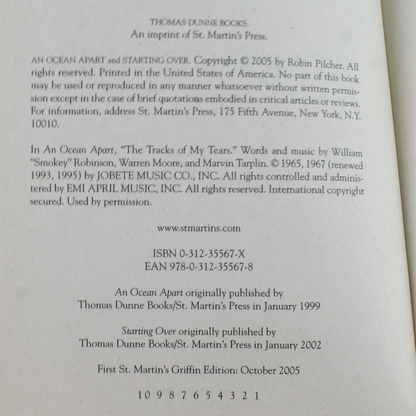 An Ocean Apart & Starting Over by Robin Pilcher 2005 Paperback Good Condition