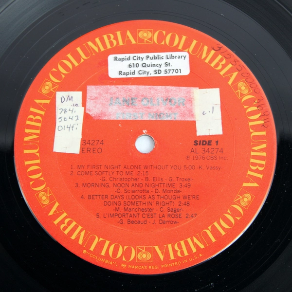 Jane Olivor First Night 1977 Vinyl LP - Good Condition Pop Ballad Record