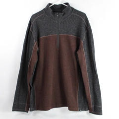 PrAna Dark Gray Brown 1/4-Zip Wool Blend Pullover Sweater Men's Size XXL