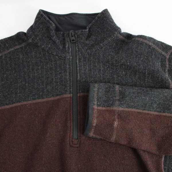PrAna Dark Gray Brown 1/4-Zip Wool Blend Pullover Sweater Men's Size XXL