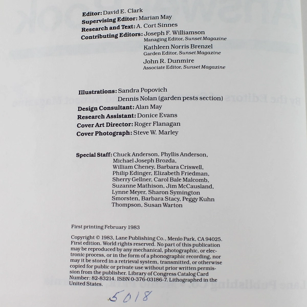 Sunset Gardener's Answer Book 1983 Paperback - Gardening Guide in Good Condition