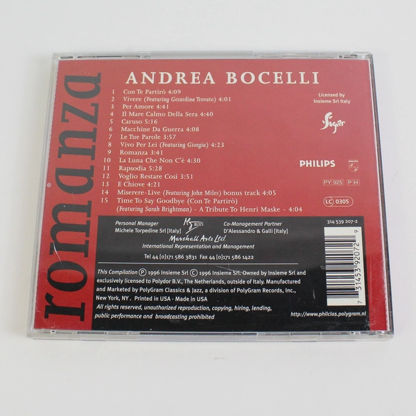 Romanza by Andrea Bocelli 1996 Audio CD Polygram Records