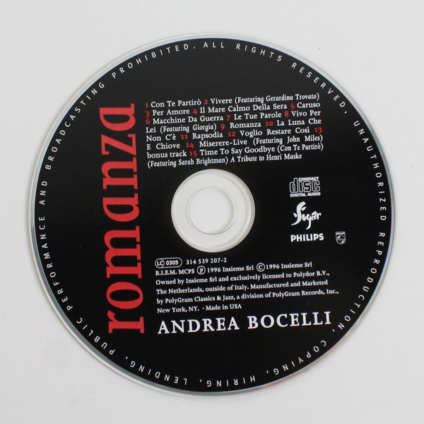 Romanza by Andrea Bocelli 1996 Audio CD Polygram Records