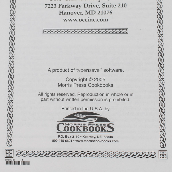 Recipes From The Heart One Call Concepts Inc 2005 Hardcover