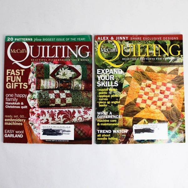 Lot of 2 McCall's Quilting Magazines October And December 2007
