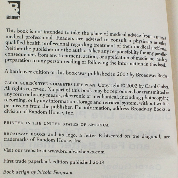 Carol Guber's Type 2 Diabetes Life Plan with Betsy Thorpe 2003 PB