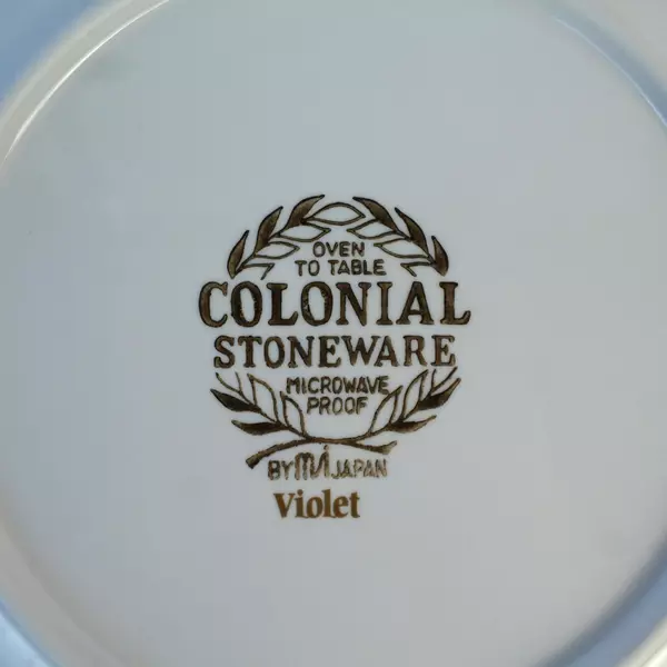 Set Of 4 Colonial Stoneware Violet Floral Dinner Plates By MSI Japan