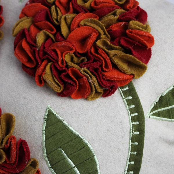 Set of 2 La-Z-Boy Multicolor Applique Floral Design Throw Pillows 18" x 18"