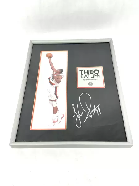 2005 Signed Portland Trailblazers Theo Ratcliff #42 Framed Photo With COA