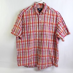 Cutter And Buck Plaid Short Sleeve Button Up Top 100% Cotton Women's Sz M