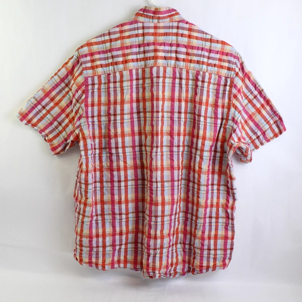 Cutter And Buck Plaid Short Sleeve Button Up Top 100% Cotton Women's Sz M