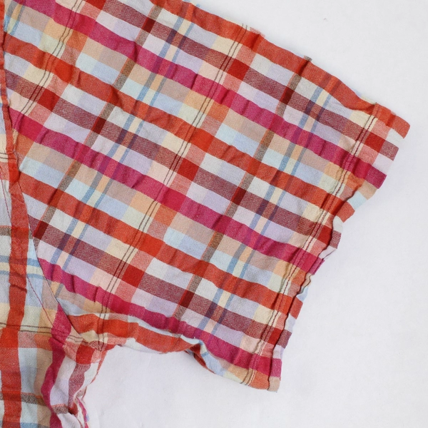 Cutter And Buck Plaid Short Sleeve Button Up Top 100% Cotton Women's Sz M