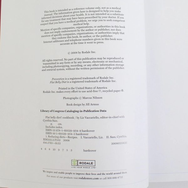 Prevention's Flat Belly Diet! by Liz Vaccariello & Cynthia Sass 2008 Hardcover