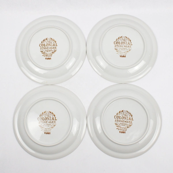 Set Of 4 Colonial Stoneware Violet Salad Plates By MSI Japan 8 Inch