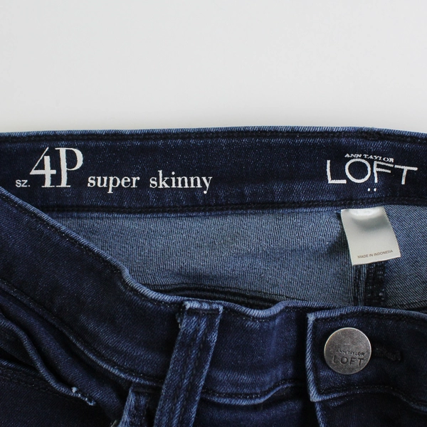 Anne Taylor Loft Super Skinny Jeans Women's 4 Petite Cotton Stretch Blend Dark