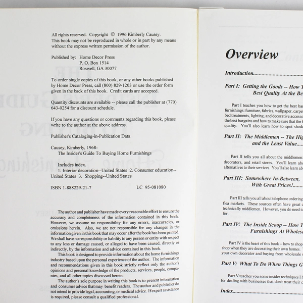 The Insider's Guide to Buying Home Furnishings by Kimberly Causey 1996 Book