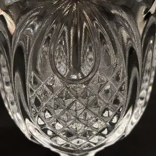 Lot of 4 Fenton Pineapple Clear Cut Glass Water Goblets 6 Inch