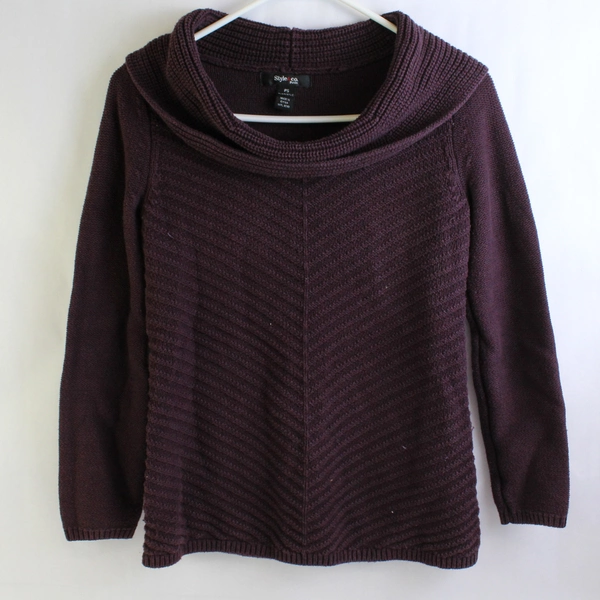 Style & Co Petite Cowlneck Purple Sweater Women's Size PS