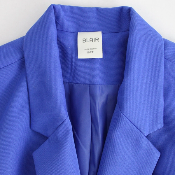 Blair Blue Single Button Blazer With Shoulder Pads Women's Size 16PT