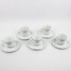 Set of 5 Prestige China Garden Cups And Saucers