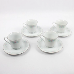Set of 4 Prestige China Garden Cups And Saucers