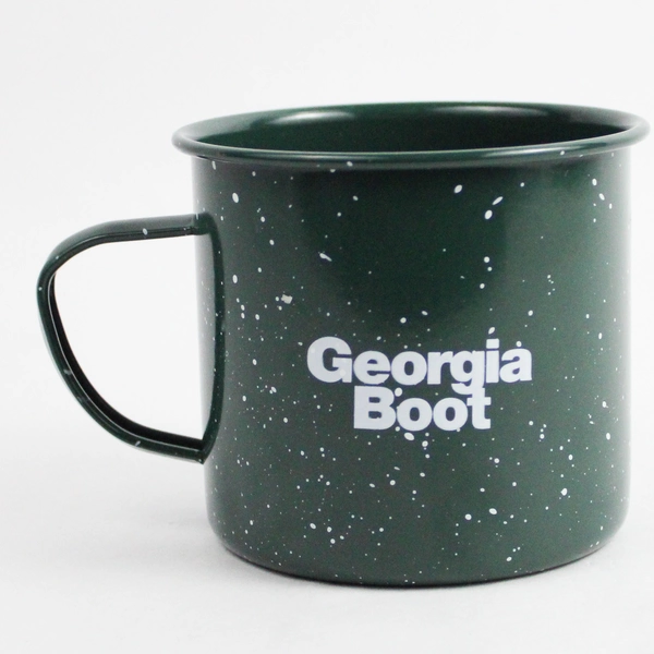 Georgia Boot Green Enamel Mug Coffee Cup Camping Kitchen Drinkware 10 Oz