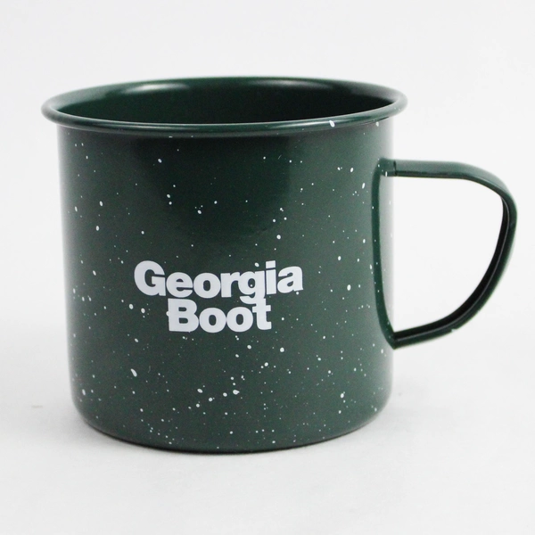 Georgia Boot Green Enamel Mug Coffee Cup Camping Kitchen Drinkware 10 Oz