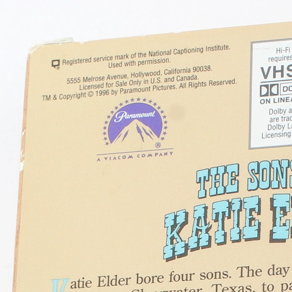 The Sons of Katie Elder VHS 1998 John Wayne Dean Martin Pre-owned Classic Film