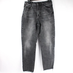 Old Navy Extra High-Rise Straight Jeans Women's 6 Cotton Stretch Black Raw Hem