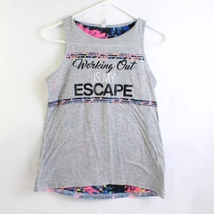 Ideology Gray Sleeveless Tank Top Working Out Is My Escape Women's Sz S