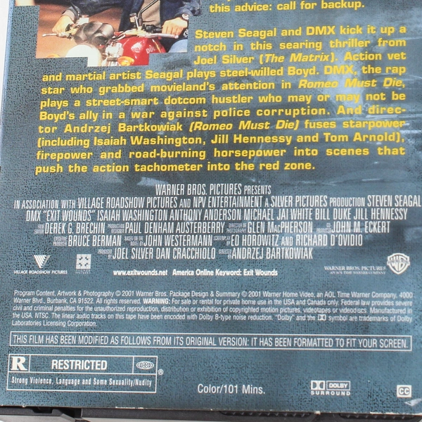Exit Wounds VHS Steven Seagal DMX 2001 Action Drama - Pre-Owned, Untested